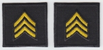 SGT Sergeant Chevron MEDIUM GOLD on BLACK collar patches SOLID style